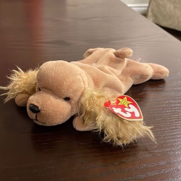 1997 Spunky the Cocker Spaniel Dog Blonde PVC Pellets with all Tags 9” long EC - Picture 1 of 7